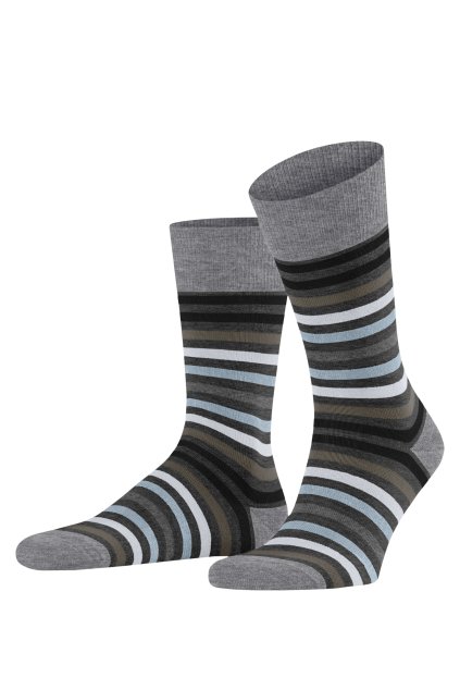 FALKE pánske ponožky Tinted Stripe - asphalt mele (Farba asphalt mele-3180, Veľkosť 43-46)
