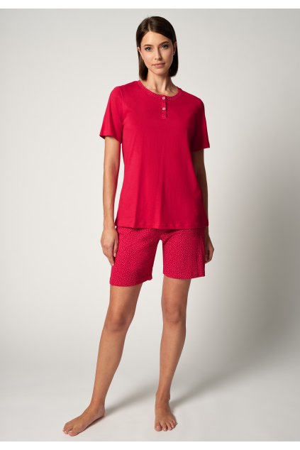 HUBER dámska pyžama krátka Casual At Home S25 - jalapeno red (Farba jalapeno red-H350, Veľkosť 40/42)