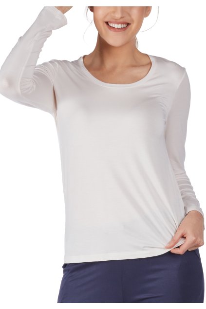 HUBER dámske tričko dlhý rukáv Night Basic Selection BX - beige (Farba champagne-0624, Veľkosť 42)