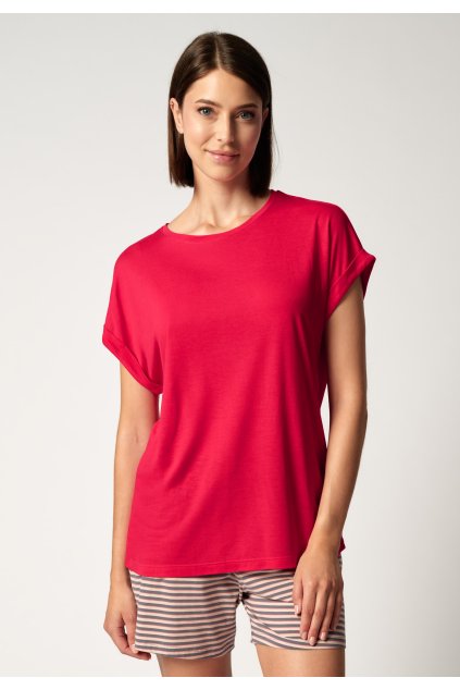 HUBER dámske tričko krátky rukáv Night Basic Selection S25 - jalapeno red (Farba jalapeno red-H350, Veľkosť 36)