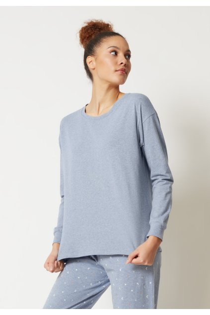 SKINY dámske tričko dlhý rukáv Night In Mix & Match B25 - denim melange (Farba denim melange-s335, Veľkosť 44)