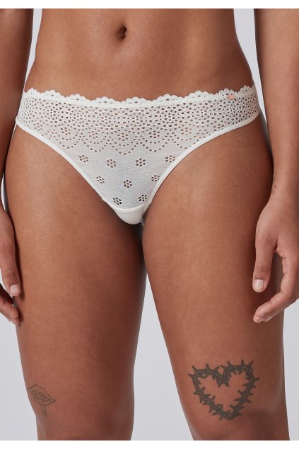 SKINY dámske nohavičky Tanga Bamboo Lace B25 - ivory (Farba ivory-7608, Veľkosť 42)