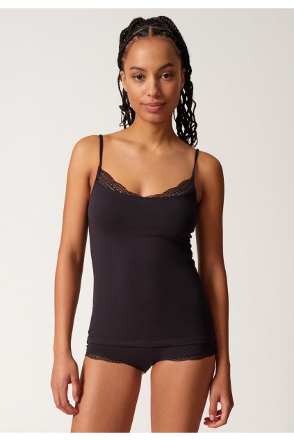 SKINY dámske tielko so Spaghetti ramienkami Classicotton B25 - black (Farba black-7665, Veľkosť 44)