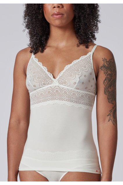 SKINY dámske tielko so Spaghetti ramienkami Bamboo Lace B25 - ivory (Farba ivory-7608, Veľkosť 42)