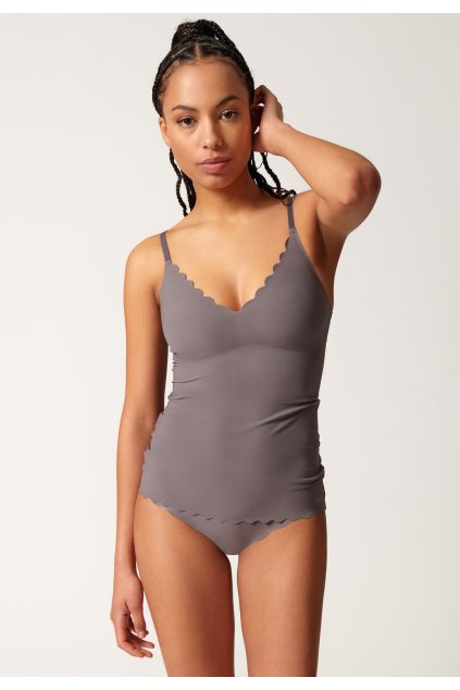 SKINY dámske tielko Spaghetti vyberateľné vankúšiky Micro Essentials S24 - iced grey (Farba iced gray-s652, Veľkosť 44)