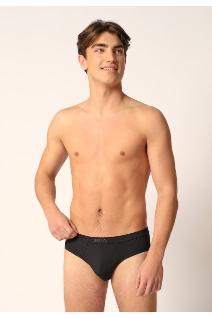 SKINY pánske slipy Brasil Cotton Fresh B25 - black (Farba black-7665, Veľkosť XXL)