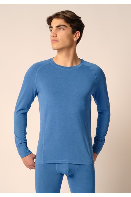 SKINY pánske tričko dlhý rukáv Ceravida Heat B25 - sonicblue melange (Farba sonicblue melange-s374, Veľkosť XXL)