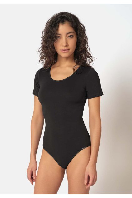SKINY dámske body s krátkym rukávom Cotton Bodies B25 - black (Farba black-7662, Veľkosť 42)