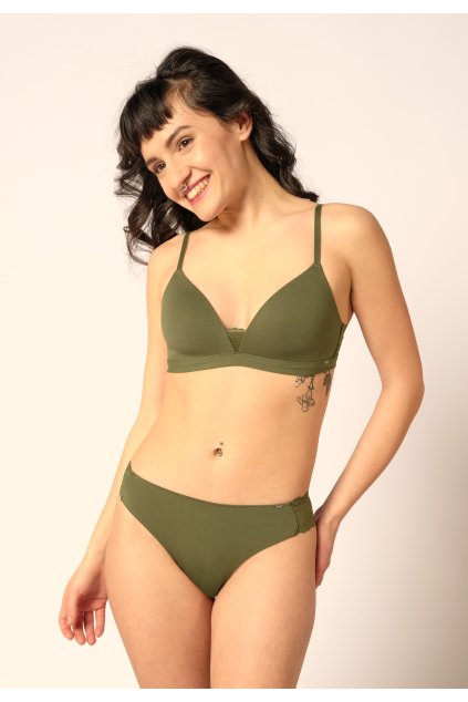 SKINY dámsky triangel top vystužený Cotton Lace Essentials B25 - bay leaf (Farba bay leaf-s475, Veľkosť 85 B)