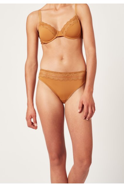 HUBER dámske nohavičky do pása Micro Lace SX - brown sugar (Farba brown sugar-h105, Veľkosť 36)