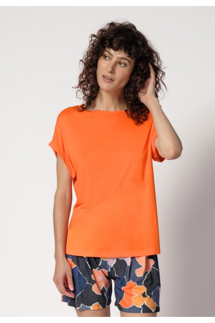 HUBER dámske tričko krátky rukáv Night Basic Selection S24 - almost orange (Farba almost orange-h214, Veľkosť 42)