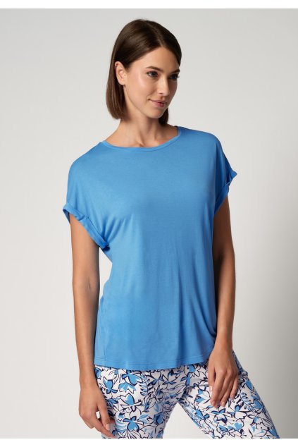 HUBER dámske tričko krátky rukáv Night Basic Selection S25 - azure blue (Farba azure blue-h380, Veľkosť 38)