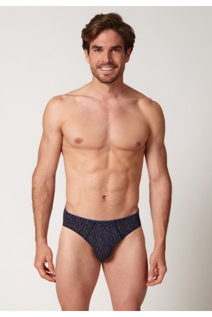 HUBER pánske slipy Brasil Soft Modal W24 - blue fishbones (Farba blue fishbones-h278, Veľkosť XXL)