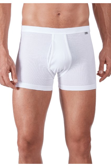 HUBER pánske panty krátka noha Cotton Fine Rib B25 - white (Farba white-0500, Veľkosť XXL)