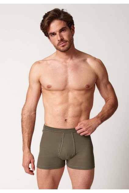 HUBER pánske panty krátka noha Cotton Fine Rib B25 - military (Farba military-0545, Veľkosť XXL)