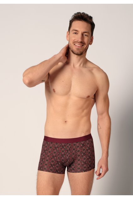 HUBER pánske panty Print Selection WX - cabernet traditional tiles (Farba cabernet traditional tiles-h176, Veľkosť M)