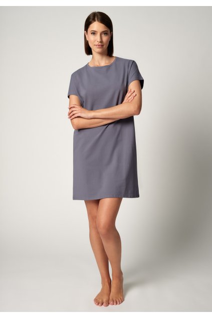 HUBER dámska nočná košeľa krátky rukáv Night Basic Selection B25 - faded denim  (Farba faded denim-h268, Veľkosť 48)