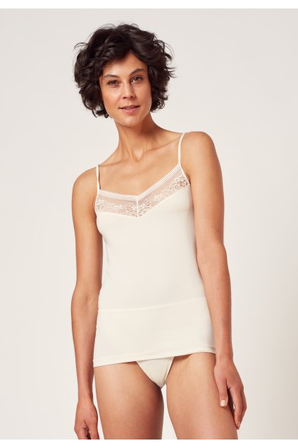 HUBER dámsky špagetový top Soft Floral Micro B25 - whisper white (Farba whisper white-h212, Veľkosť 46)