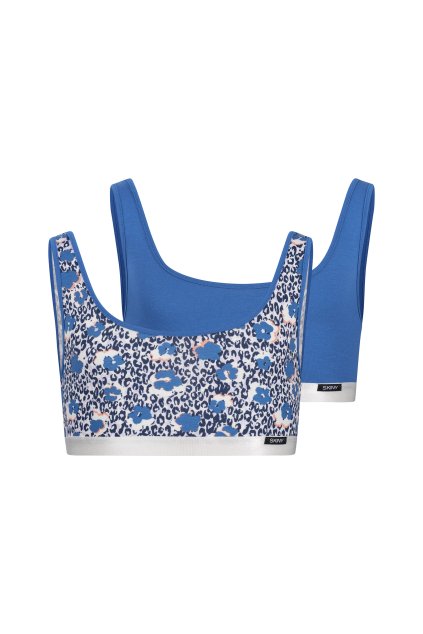 SKINY dievčenská podprsenka bustier 2-balenie Cotton Elastic B25 - blue leoflower  (Farba blue leoflower selectio-s255, Veľkosť 176)
