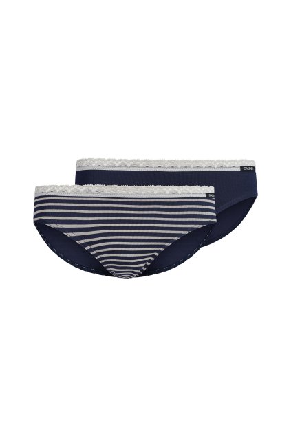 SKINY dievčenské nohavičky Rio 2-balenie CottonLace Multipack BX - navyivory stripes (Farba navyivory stripes selection-s588, Veľkosť 140)