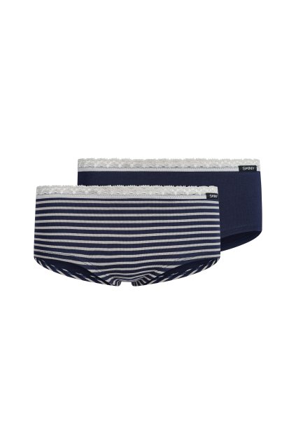 SKINY dievčenské panty 2-balenie Cotton Lace Multipack BX - navyivory stripes (Farba navyivory stripes selection-s588, Veľkosť 176)