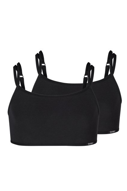 SKINY dievčenský Bustier 2-balenie Cotton Essentials B25 - black (Farba black-7662, Veľkosť 176)