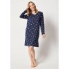 HUBER dámska nočná košeľa dlhý rukáv Night Basic Selection B25 - dressblue dots (Farba dressblue dots-h058, Veľkosť 48)