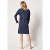 HUBER dámska nočná košeľa dlhý rukáv Night Basic Selection B25 - dressblue dots (Farba dressblue dots-h058, Veľkosť 48)