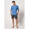 HUBER pánska pyžama krátka Night Basic Selection S24 - prisma azure (Farba prisma azure-h228, Veľkosť XXL)