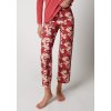 HUBER dámske nohavice dlhé Night Selection W25 - garnetrose flowers (Farba garnet rose flowers-h436, Veľkosť 46)