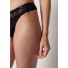HUBER dámske nohavičky Tanga  Micro Lace B25 - black (Farba black-7664, Veľkosť 42)