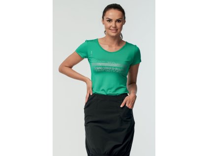 Draps 69 dámské tričko s potiskem aqu tm.zelená