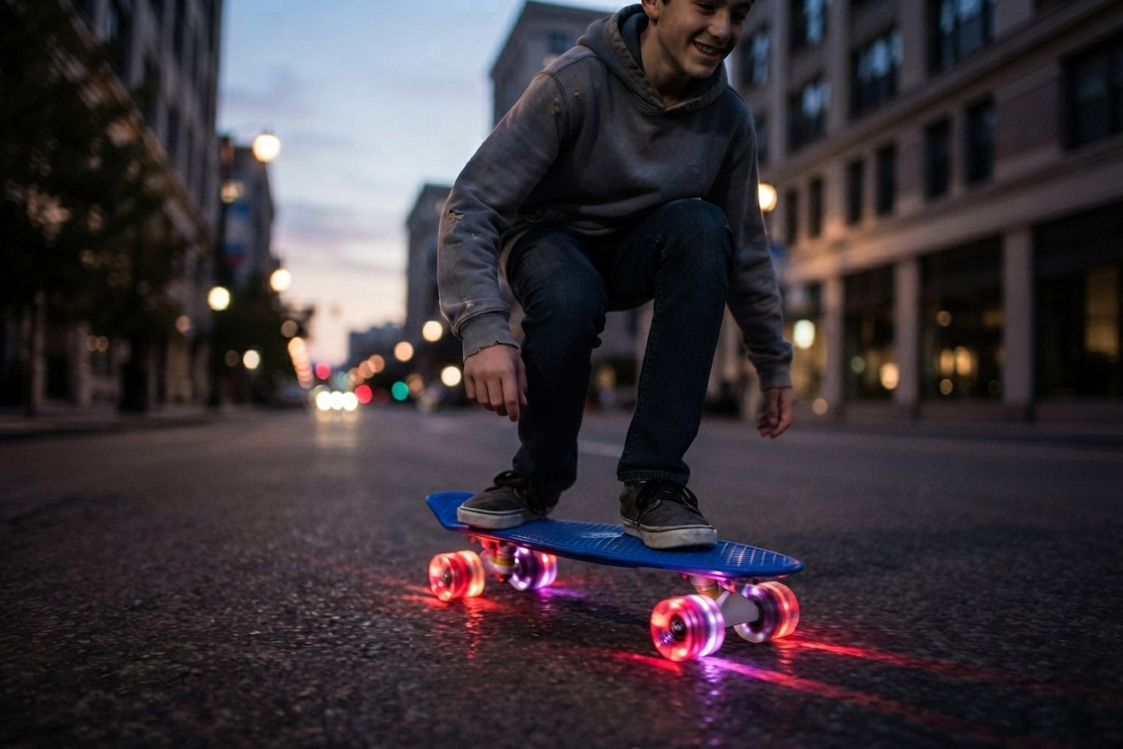 Svítící kolečka na pennyboardu. Proč nepotřebují baterii