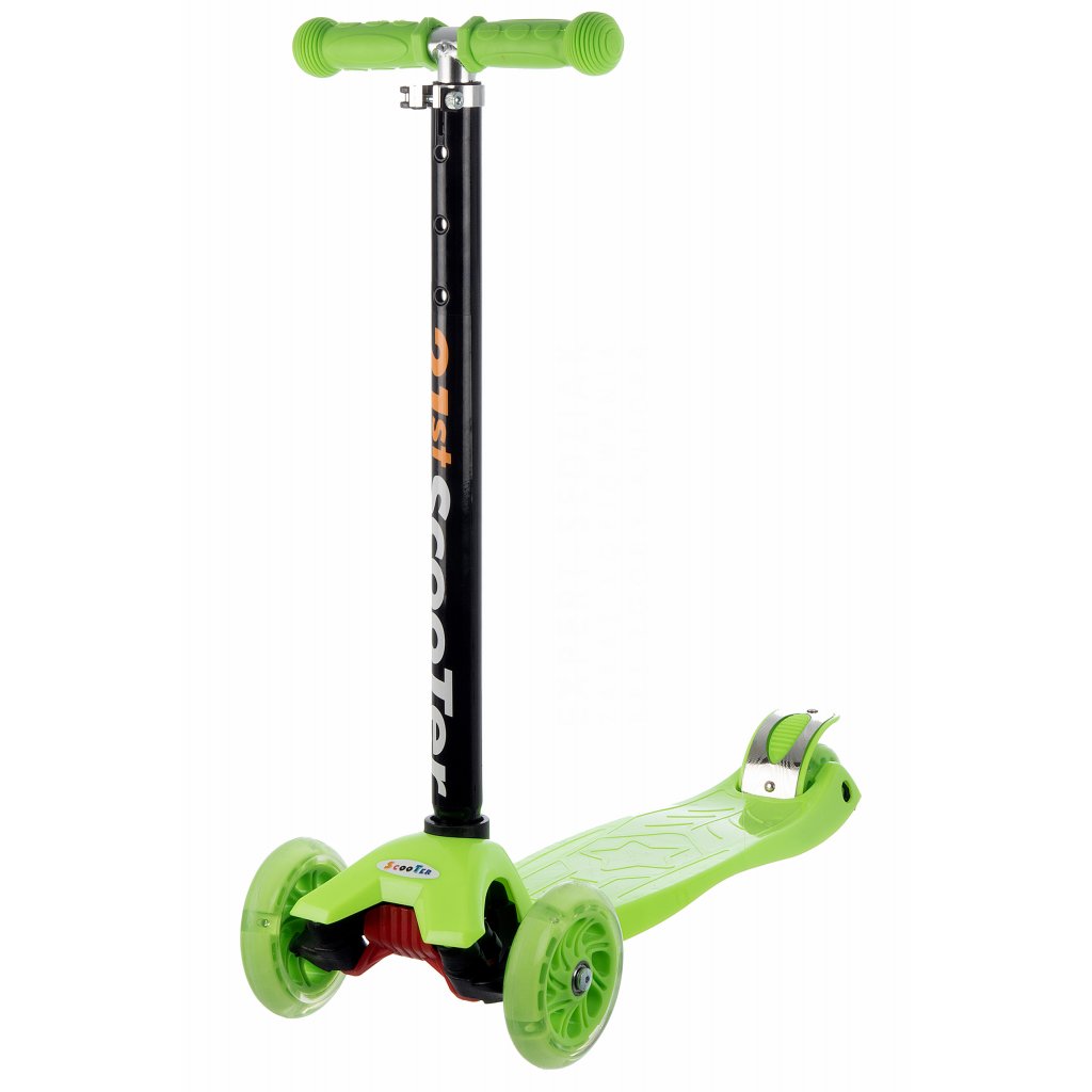 kolobezka detska trikolova balancni svitici kola maxi scooter 60kg zelena