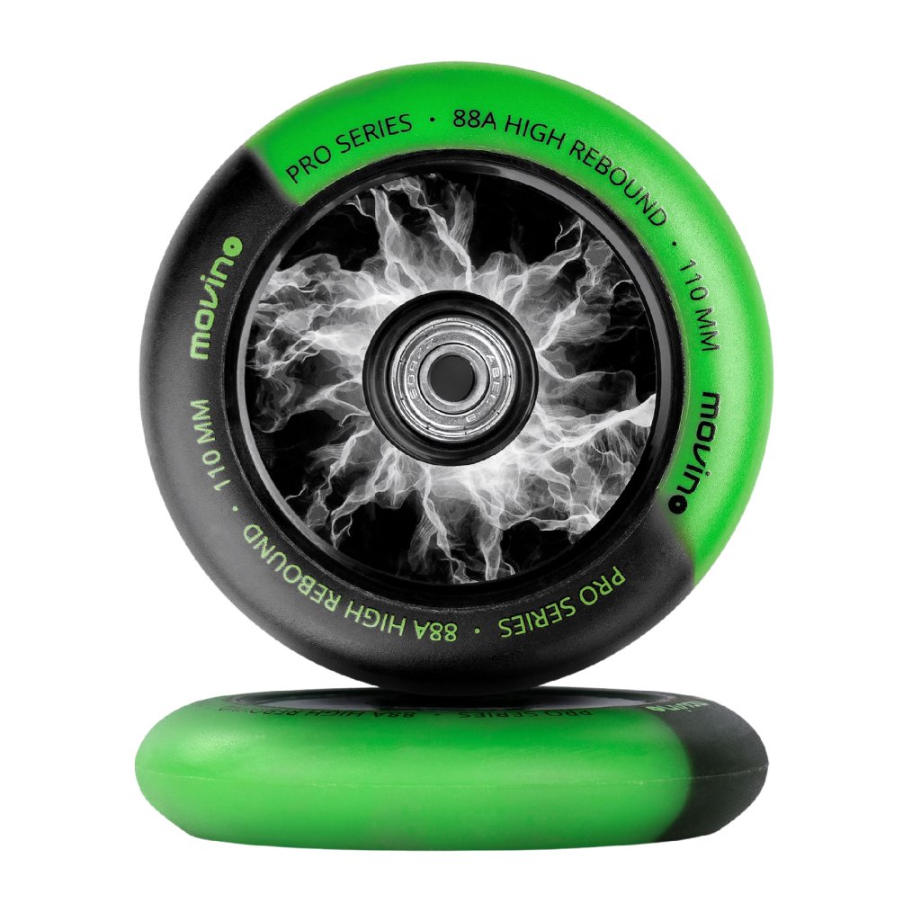 Náhradní kolečka na freestyle koloběžku MOVINO Maniac, 110 mm, Nylon, 2 ks Vyber barvu :: Zelená