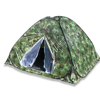 Turistický stan samorozkládací max. pro 3 osoby 2x2m, maskáčový