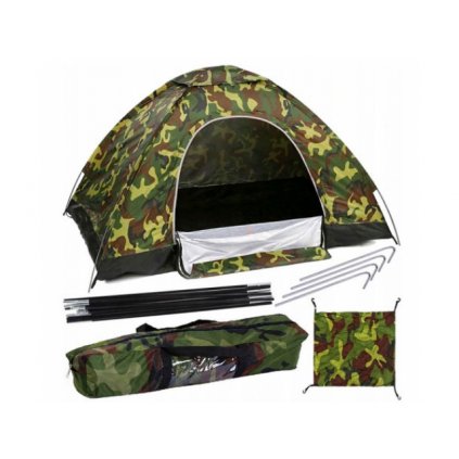 Turistický stan pro max. 3 osoby, 2x2m, maskáčový
