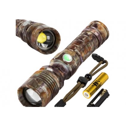 Taktická svítilna Bailong ZOOM CREE LED, camo