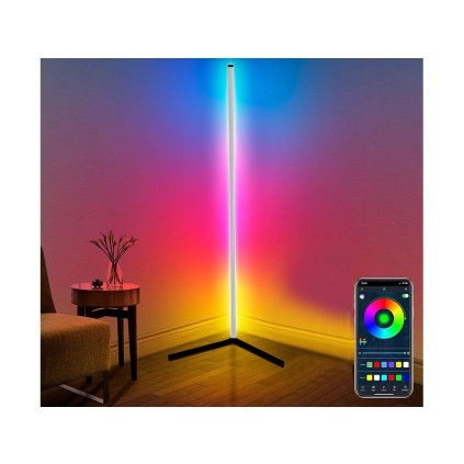 Podlahová rohová RGB LED lampa, s ovladačem