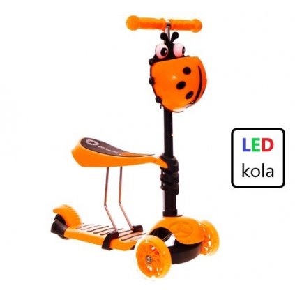 detska kolobezka trikolova odrazedlo svitici led kola kosik pro nejmensi oranzova edit