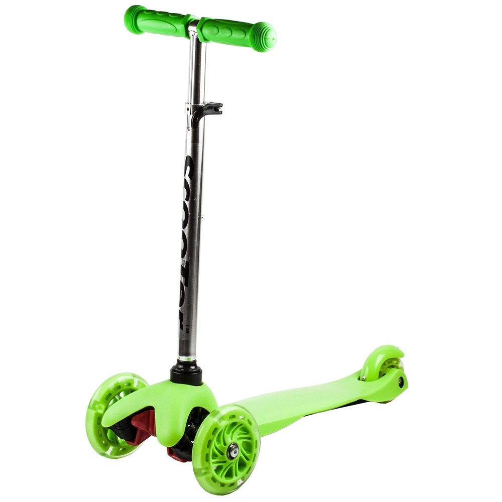 Koloběžka tříkolová MINI SCOOTER se svítícími kolečky, zelená