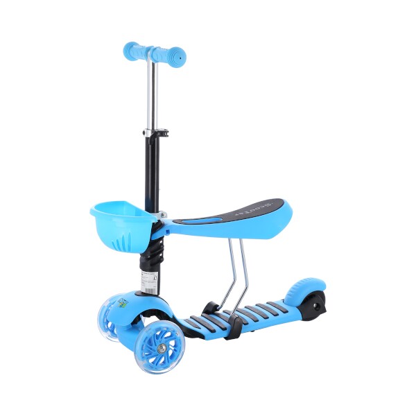 Dětská tříkolová koloběžka MINI SCOOTER 2v1 se svítícími LED koly, modrá