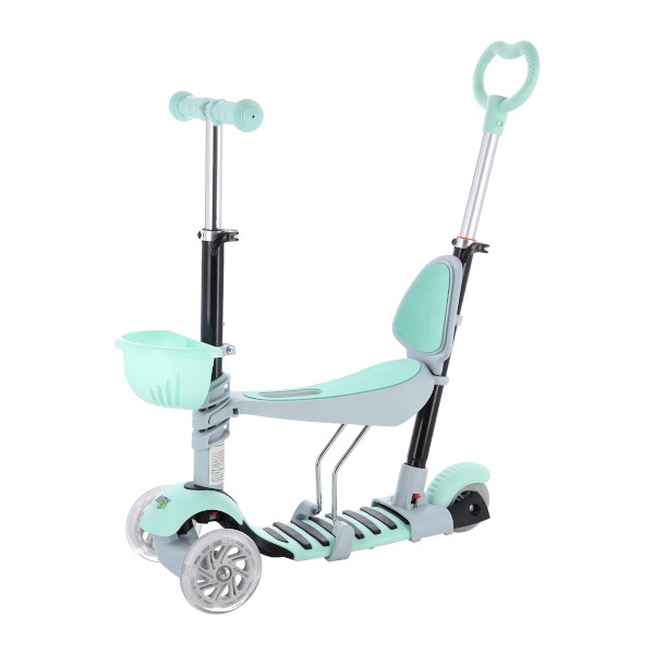 Dětská tříkolová koloběžka MINI SCOOTER 3v1 se svítícími LED koly, mátová