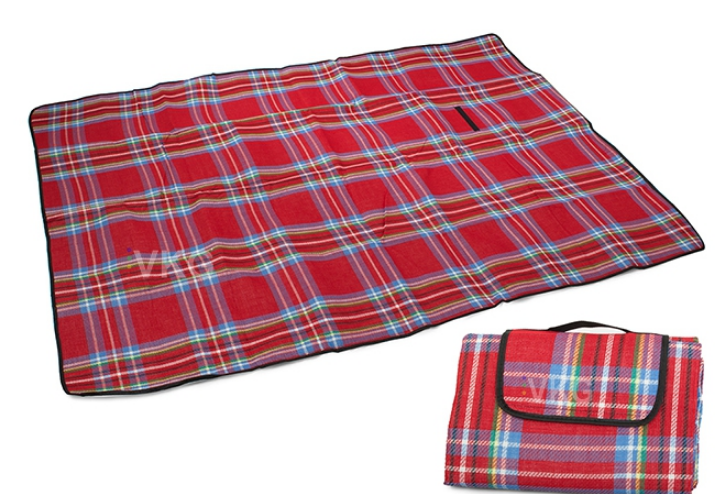 Pikniková deka se spodní thermo vrstvou 150x200 cm, červená károvaná