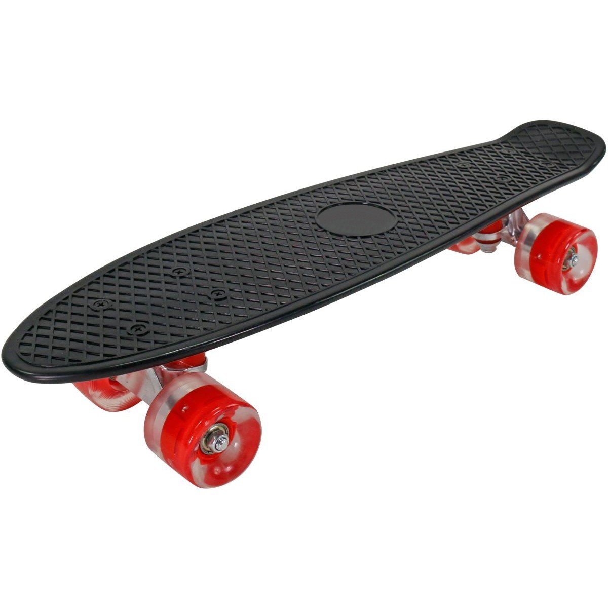 Pennyboard s LED kolečky, 56 cm BLACK/RED