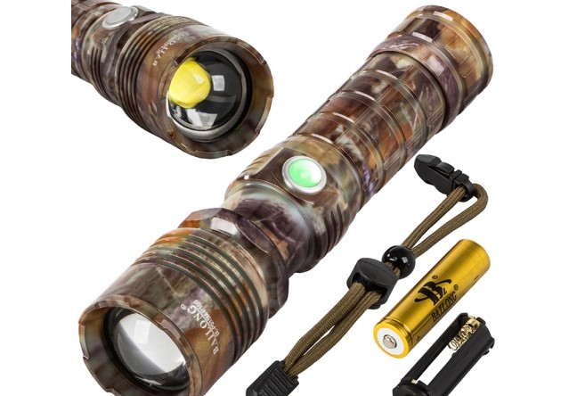 Taktická svítilna Bailong ZOOM CREE LED, camo