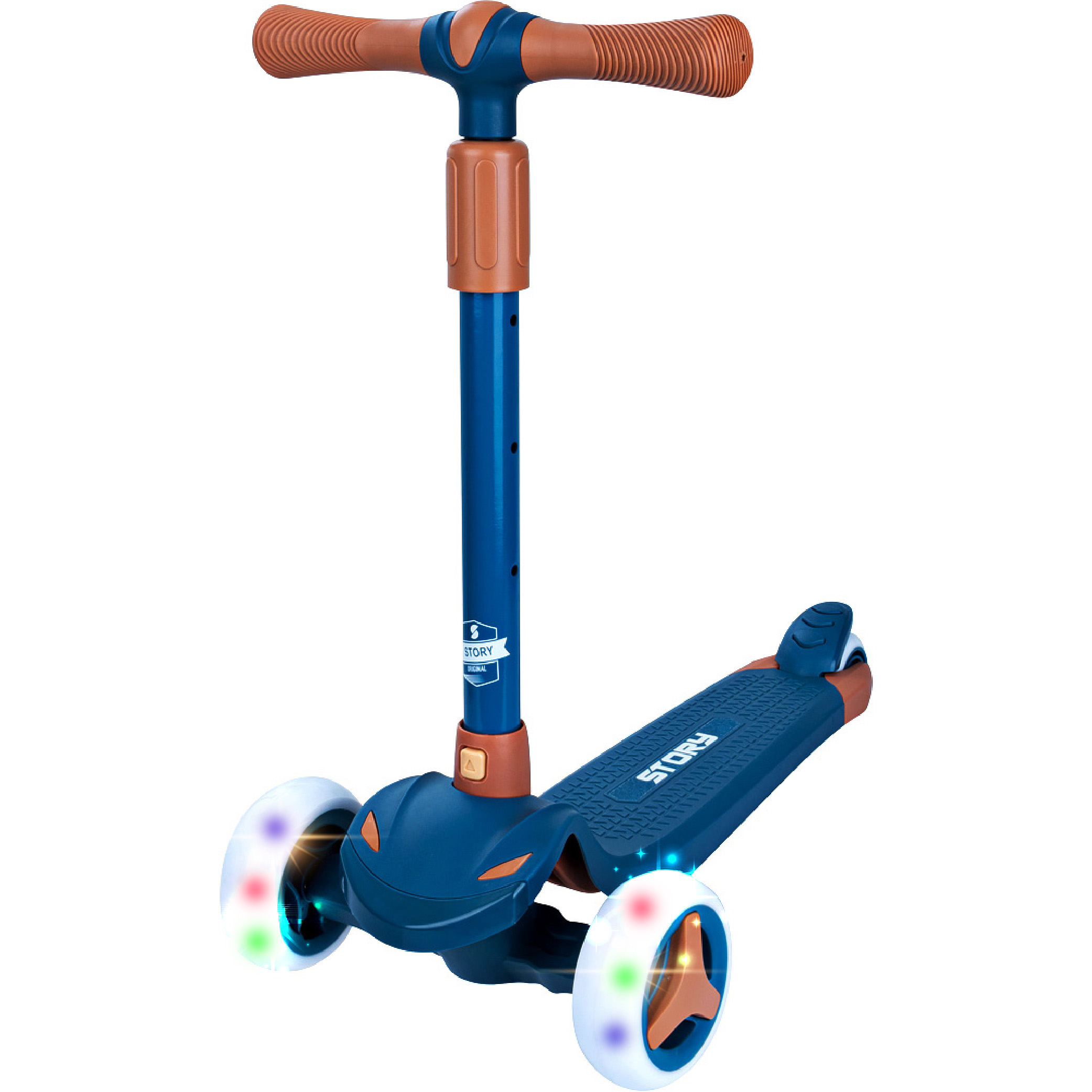 Dětská tříkolová koloběžka Story Mini Friends s LED kolečky scooter , modrá