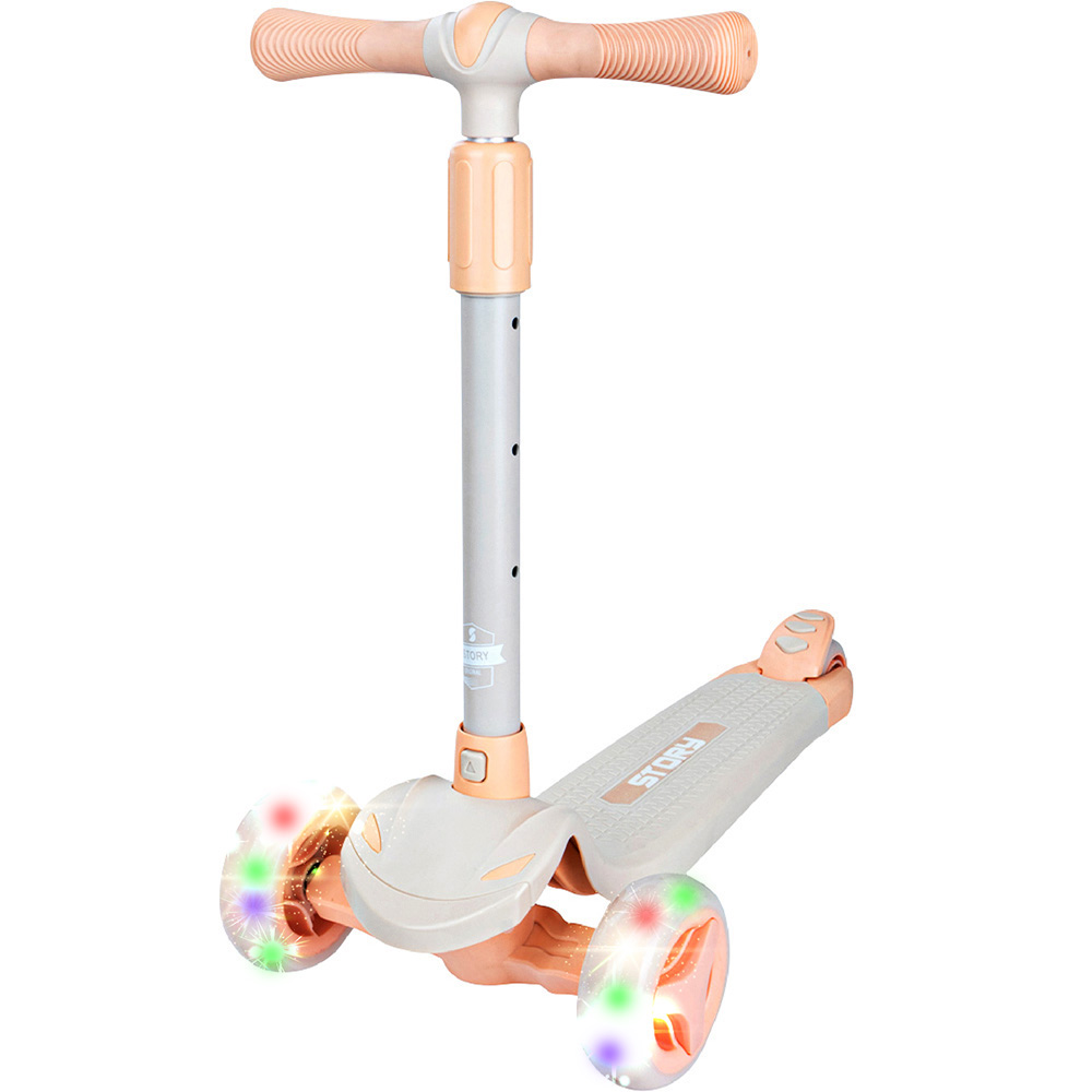 Dětská tříkolová koloběžka Story Mini Friends s LED kolečky scooter , bílá