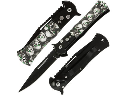57475 1 vstrelovaci kapesni nuz skulls cerny