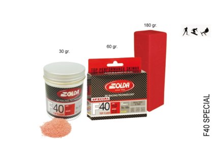 SOLDA F40 SPECIAL  powder gr 30 Fialový: : teplota sněhu -7°/-10°C nebo teplota vzduchu -4°/-14°C (hyper fluorový vosk - prášek)